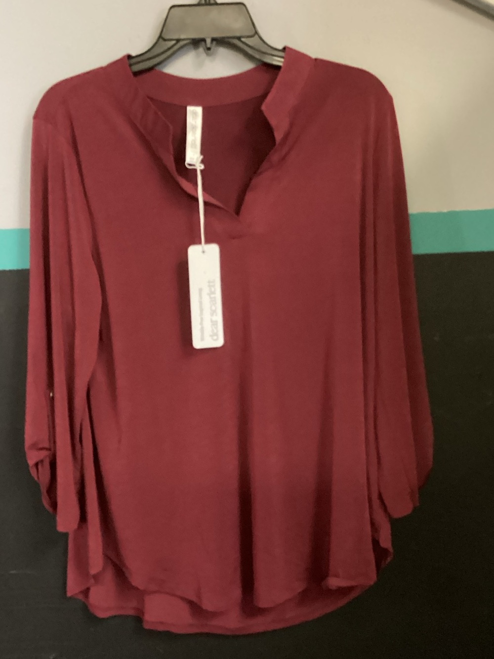 Dear Scarlett,Raisin Split-Neck Tunic Top